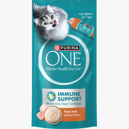 Purina ONE 56g Immune Support ((Puree Treat with Real Chicken)) 免疫防護貓小食 雞肉 (14g X4)